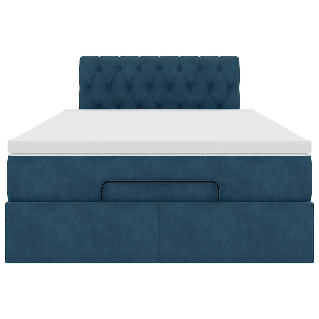 Lit ottoman avec matelas et LED bleu foncé 90x200cm velours - XIOS