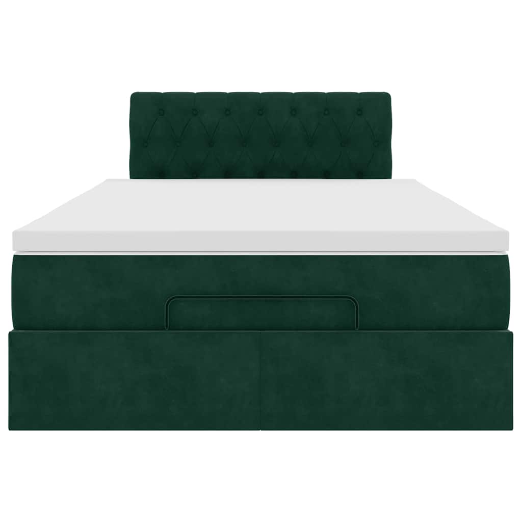 Cadre de lit ottoman avec matelas vert foncé 120x200 cm velours - XIOS