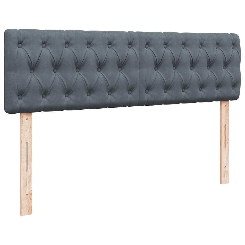 Cadre de lit ottoman avec matelas gris foncé 140x190 cm velours - XIOS