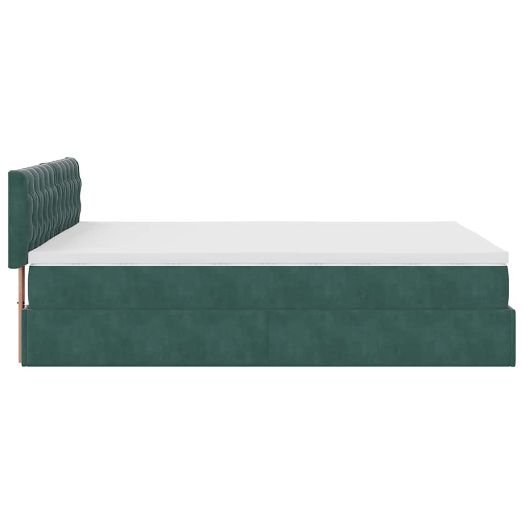 Cadre de lit ottoman avec matelas vert foncé 140x190 cm velours - XIOS