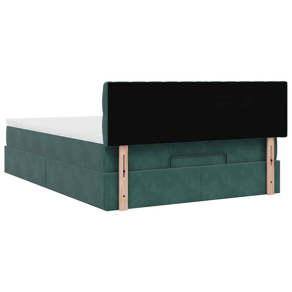 Cadre de lit ottoman avec matelas vert foncé 140x190 cm velours - XIOS
