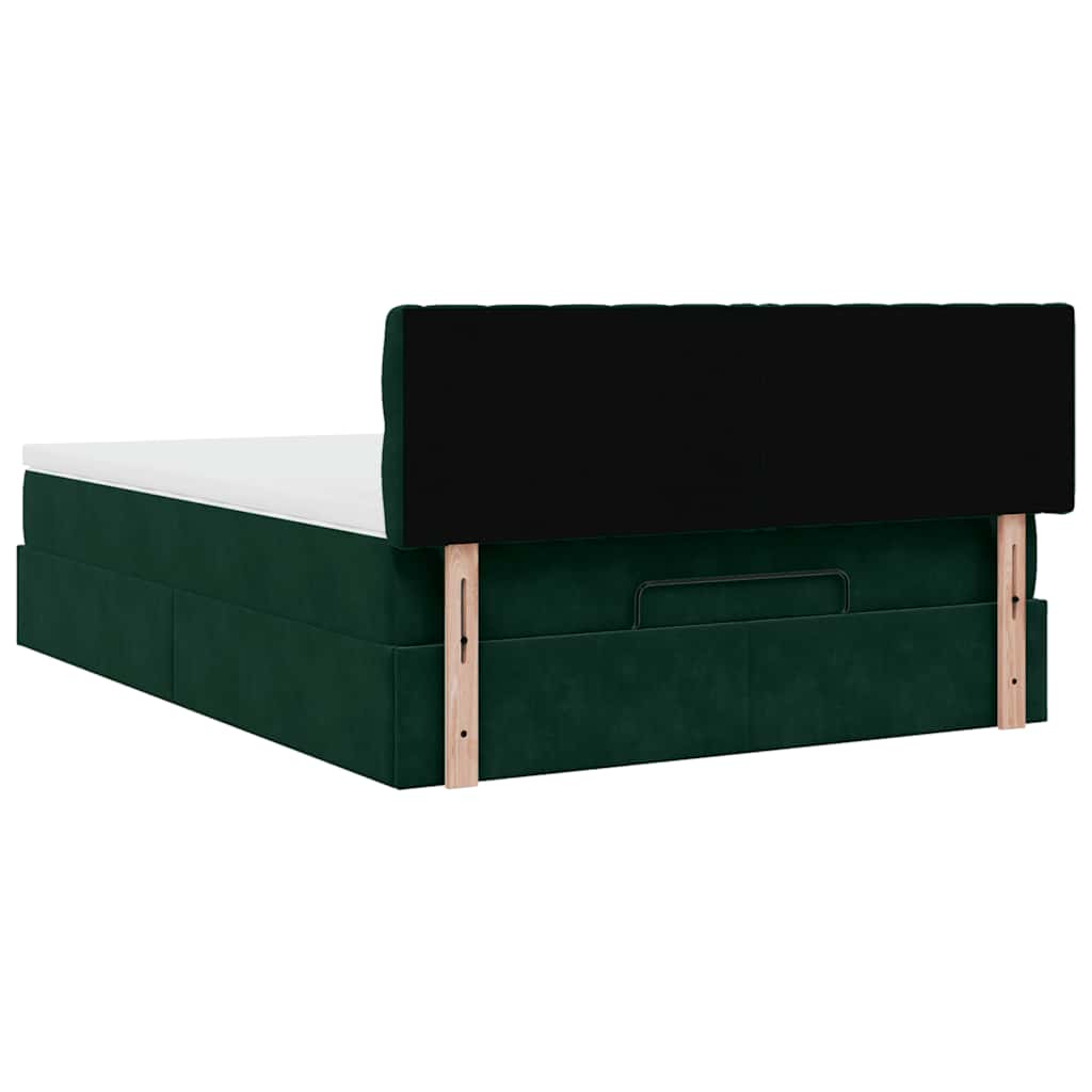 Cadre de lit ottoman avec matelas vert foncé 140x190 cm velours - XIOS