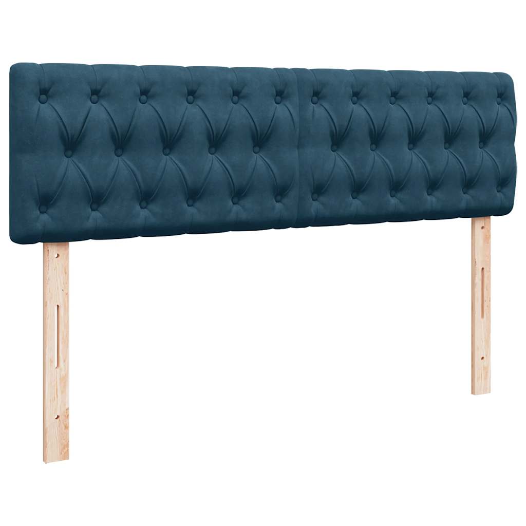 Cadre de lit ottoman avec matelas bleu foncé 140x190 cm velours - XIOS