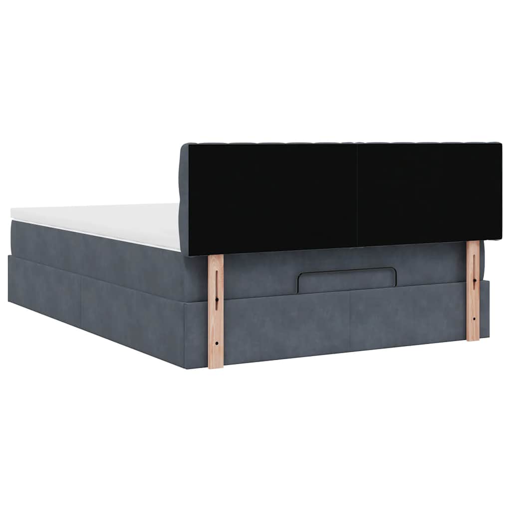 Cadre de lit ottoman avec matelas gris foncé 140x200 cm velours - XIOS