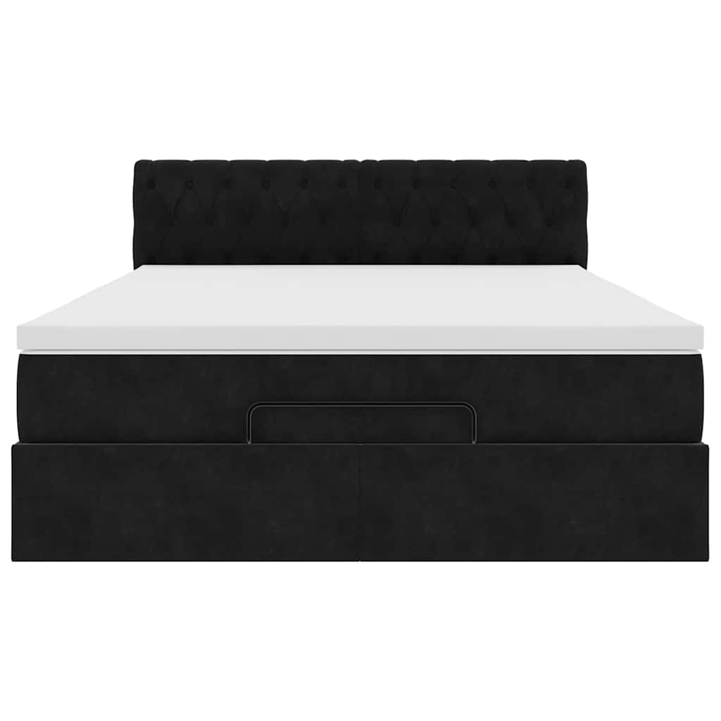 Cadre de lit ottoman avec matelas noir 140x200 cm velours - XIOS