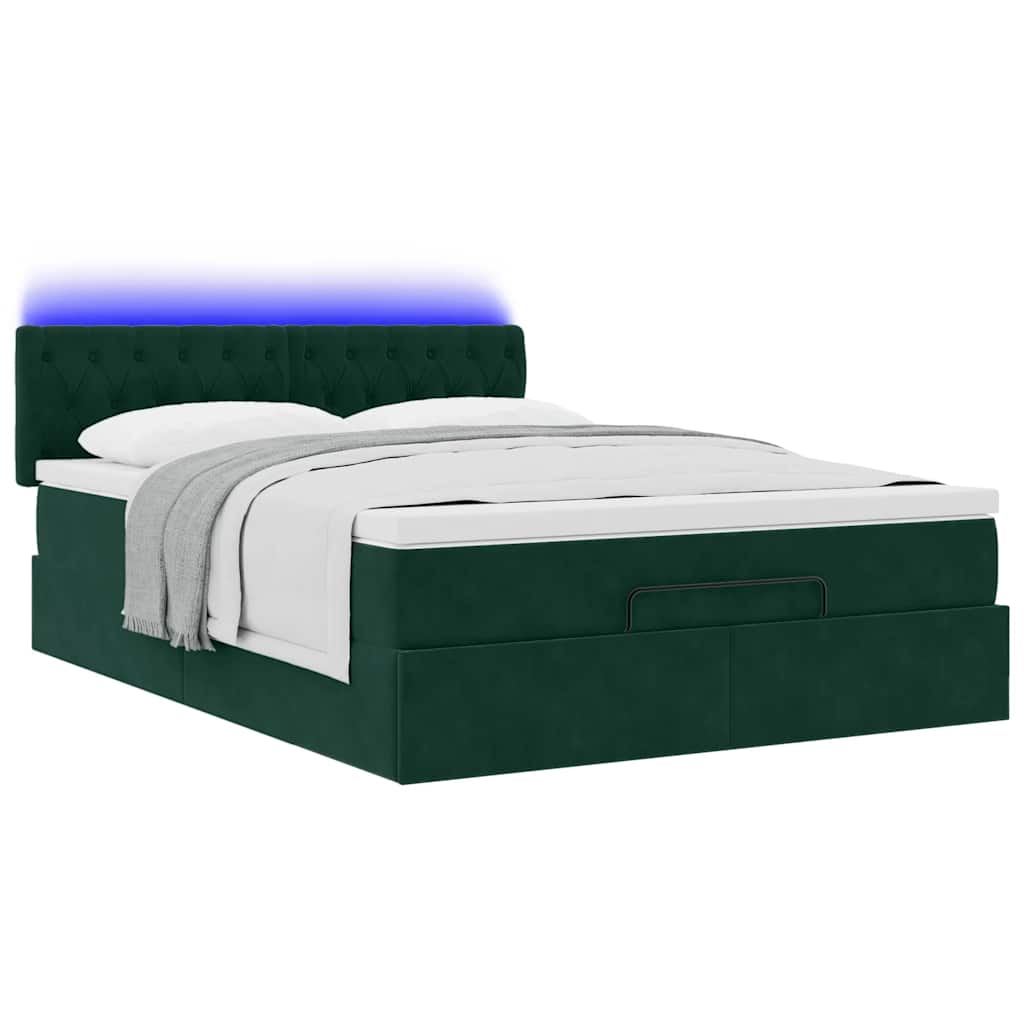Cadre de lit ottoman avec matelas vert foncé 140x200 cm velours - XIOS