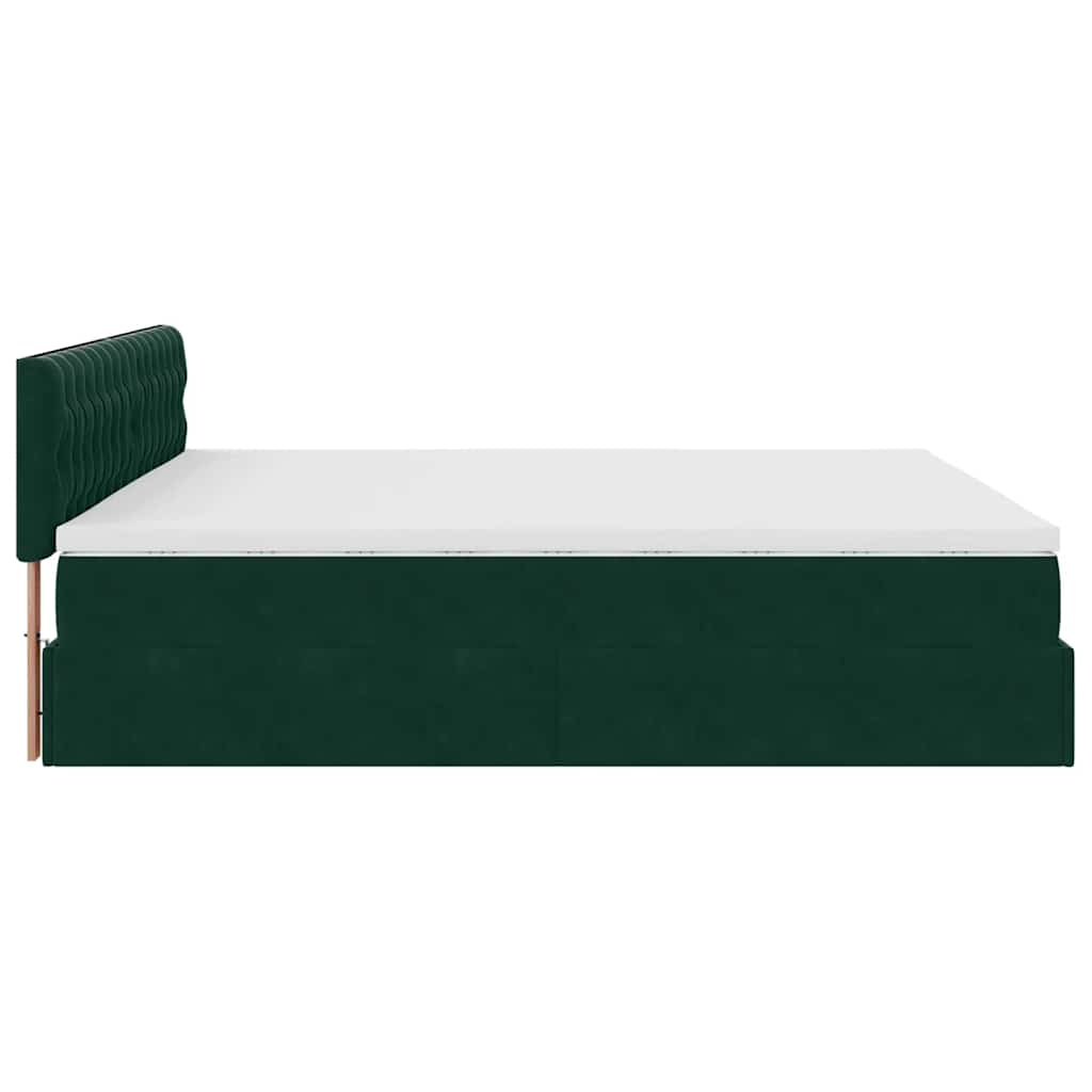 Cadre de lit ottoman avec matelas vert foncé 160x200 cm velours - XIOS