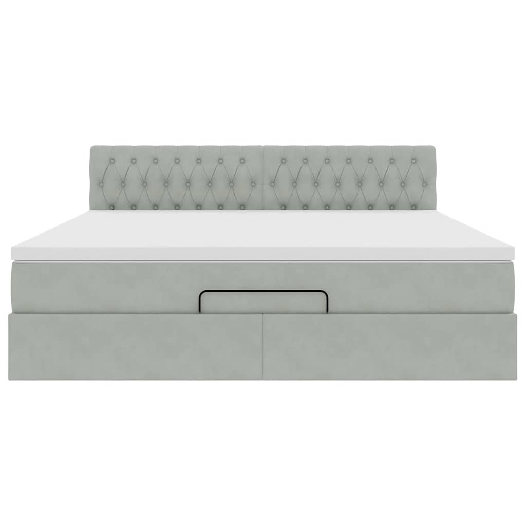 Cadre de lit ottoman avec matelas gris clair 180x200 cm velours - XIOS