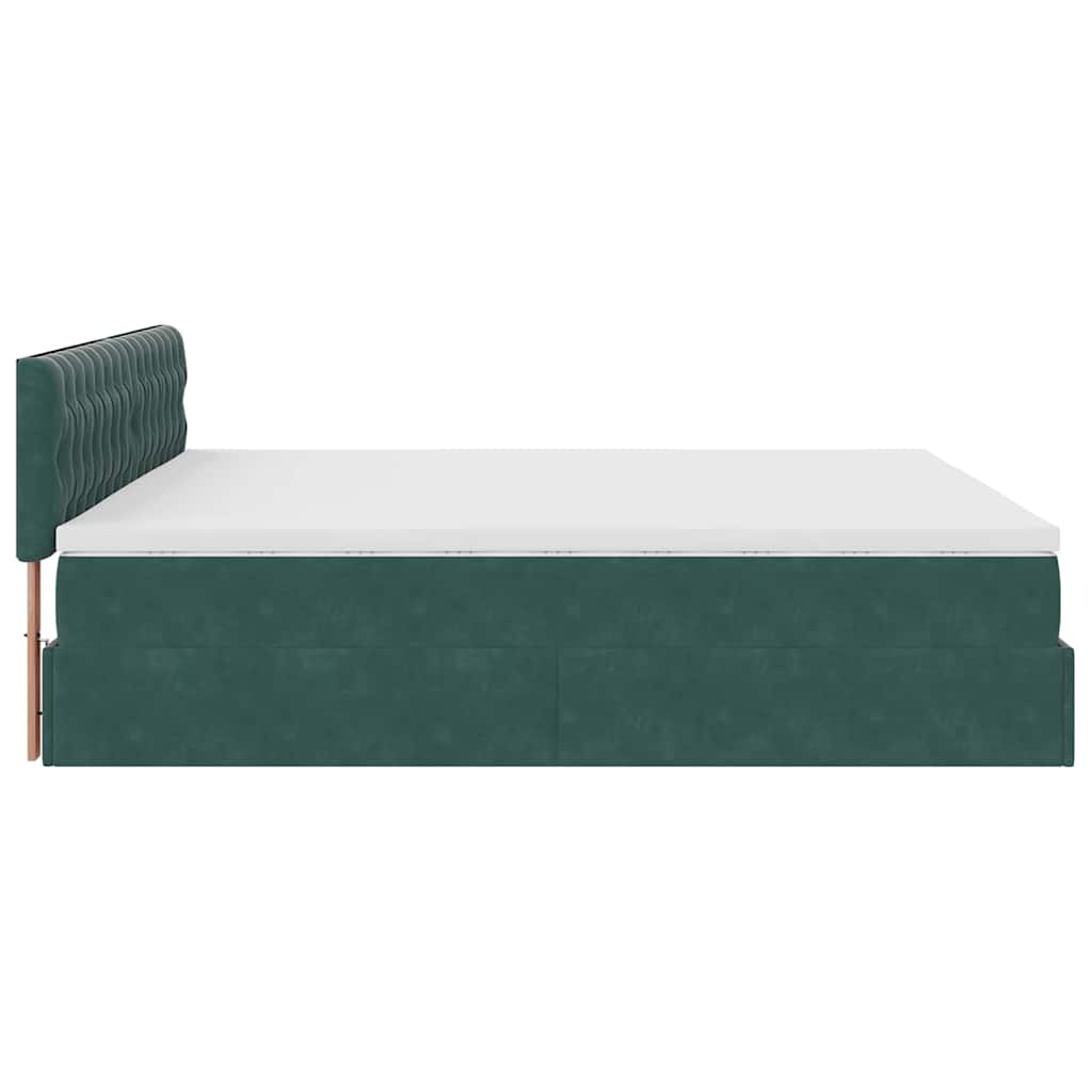 Cadre de lit ottoman avec matelas vert foncé 180x200 cm velours - XIOS