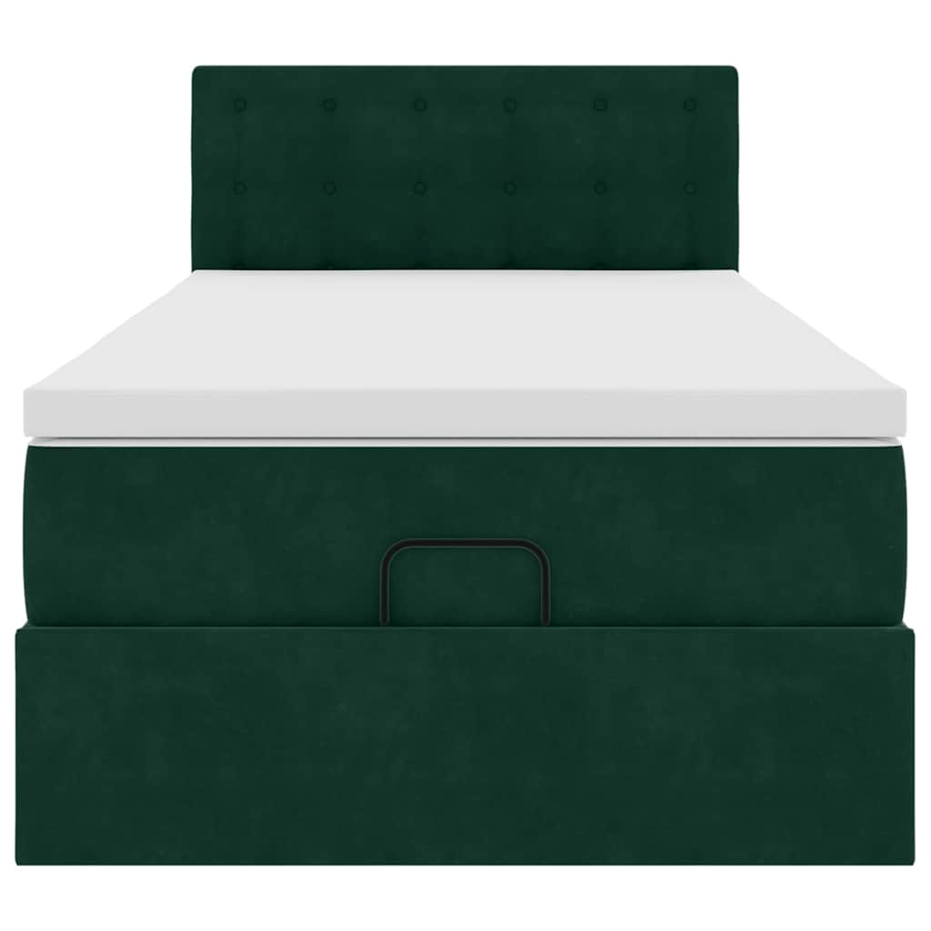 Lit ottoman avec matelas et LED Vert foncé 80x200cm velours - XIOS