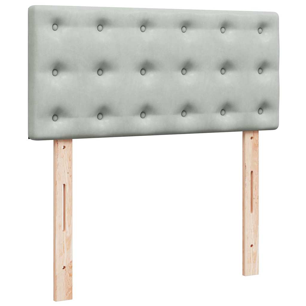 Cadre de lit ottoman et matelas gris clair 90x190 cm velours - XIOS