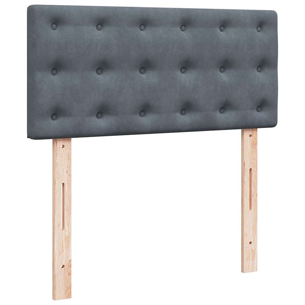 Cadre de lit ottoman avec matelas gris foncé 90x190 cm velours - XIOS