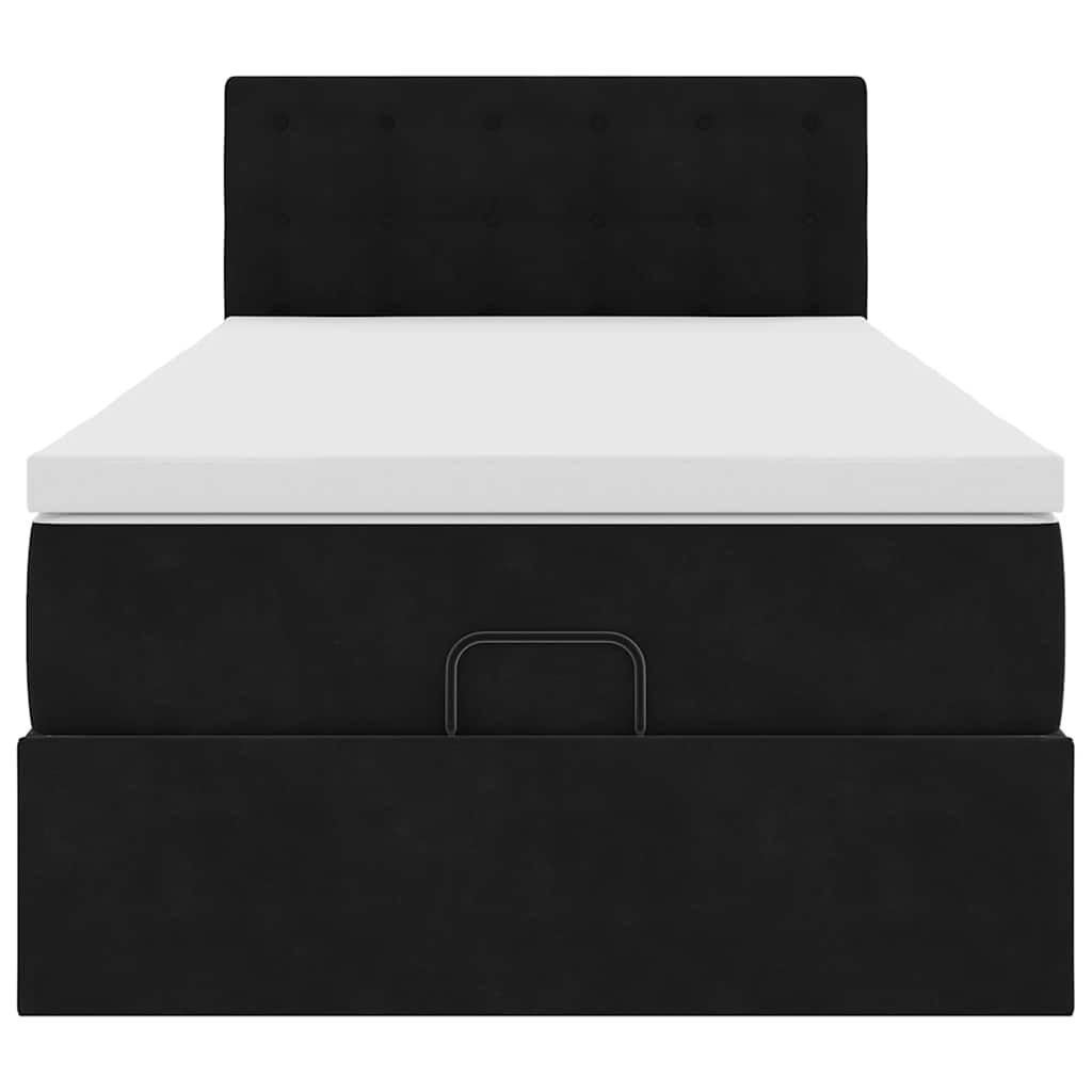Cadre de lit ottoman avec matelas noir 90x190 cm velours - XIOS