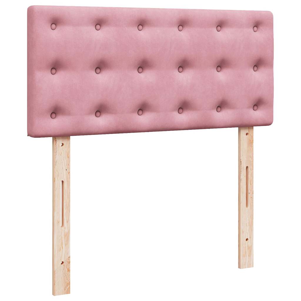 Cadre de lit ottoman avec matelas rose 90x190 cm velours