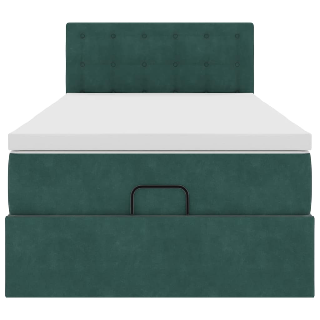 Lit ottoman avec matelas et LED Vert foncé 90x200cm velours - XIOS