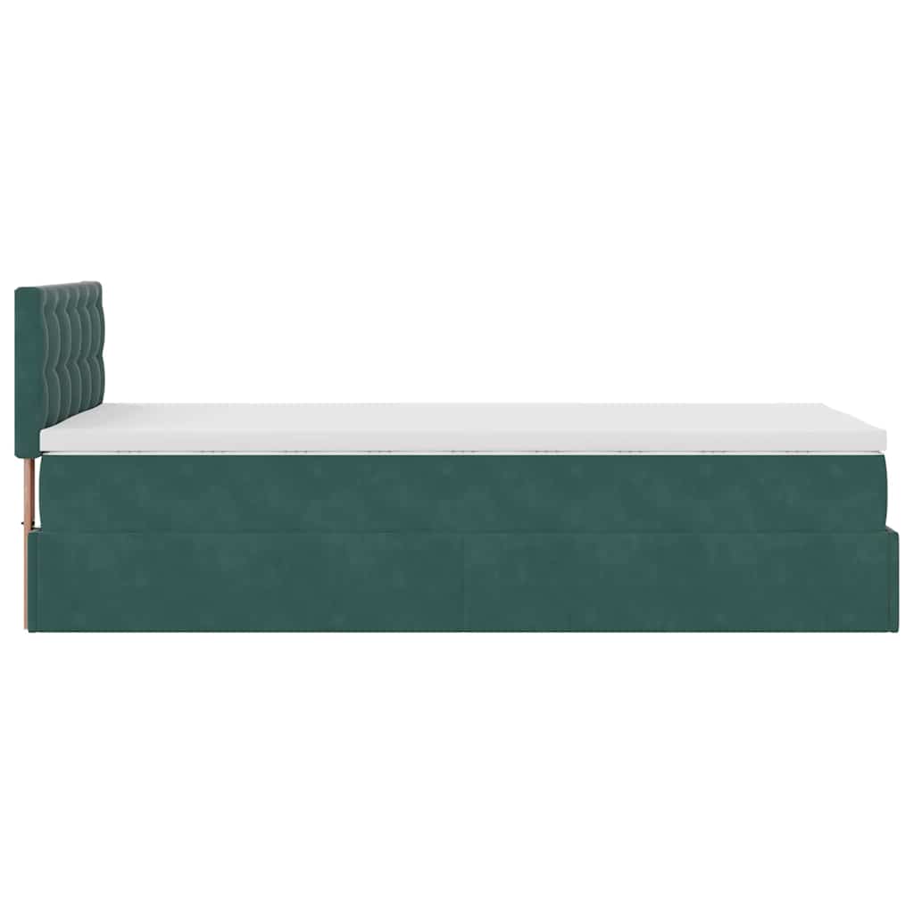 Lit ottoman avec matelas et LED Vert foncé 90x200cm velours - XIOS