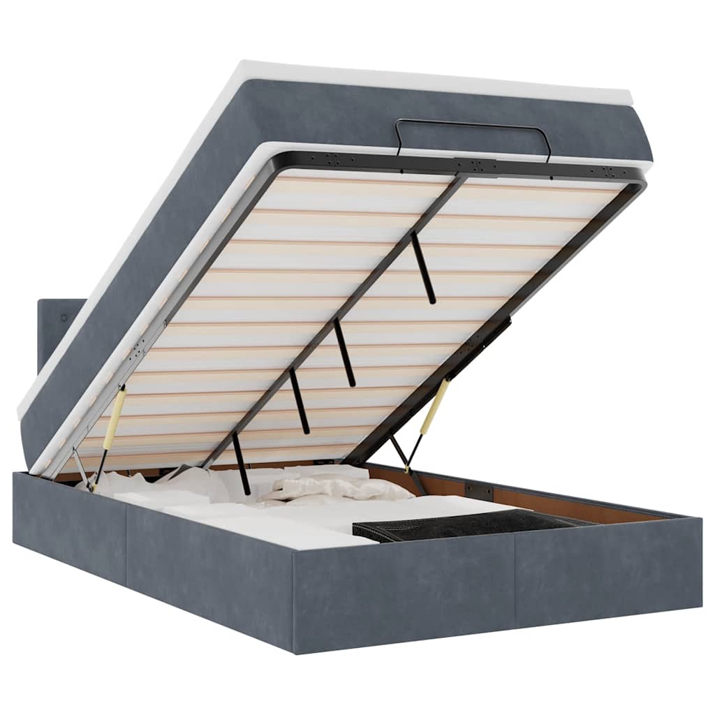 Lit ottoman avec matelas et LED gris foncé 90x200cm - XIOS