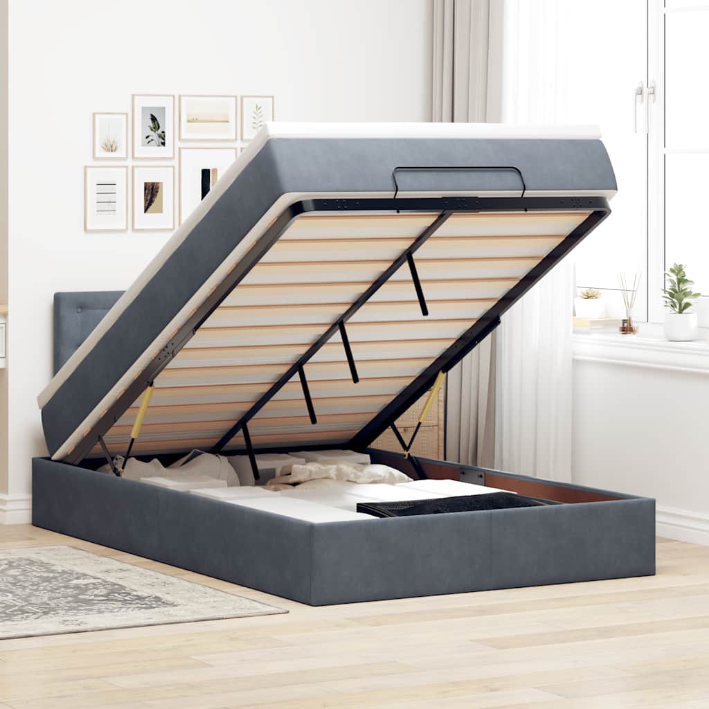 Lit ottoman avec matelas et LED gris foncé 90x200cm - XIOS