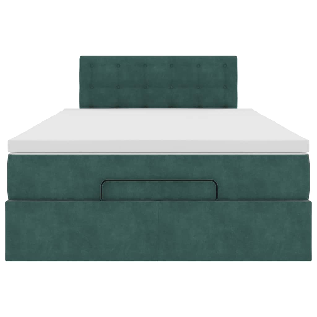 Lit ottoman avec matelas et LED vert foncé 90x200cm velours - XIOS