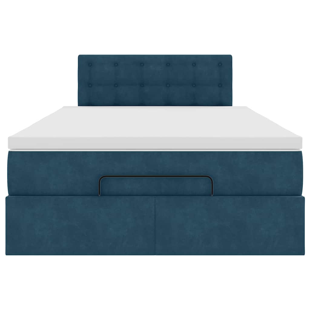 Lit ottoman avec matelas et LED bleu foncé 90x200cm velours - XIOS