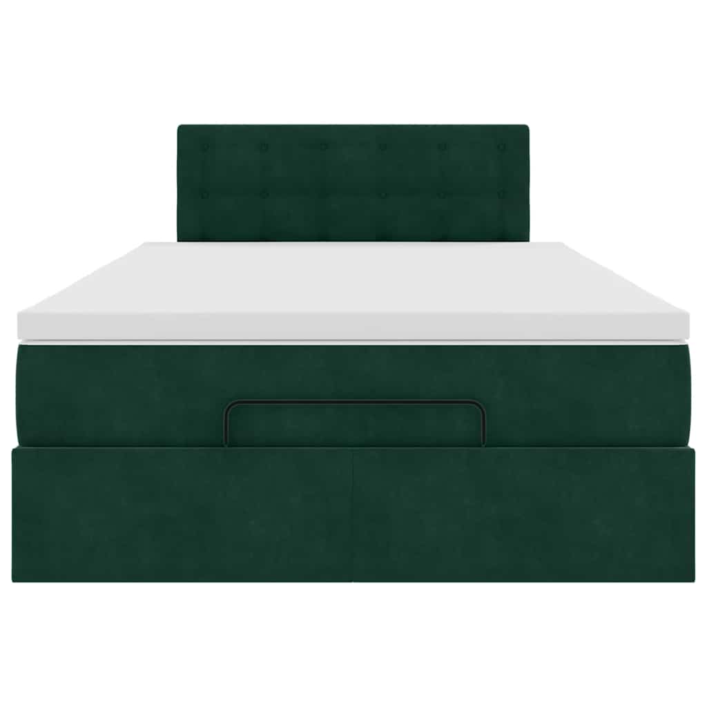 Cadre de lit ottoman avec matelas vert foncé 120x200 cm velours - XIOS
