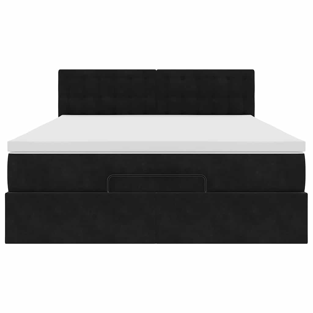 Cadre de lit ottoman avec matelas noir 140x190 cm velours - XIOS