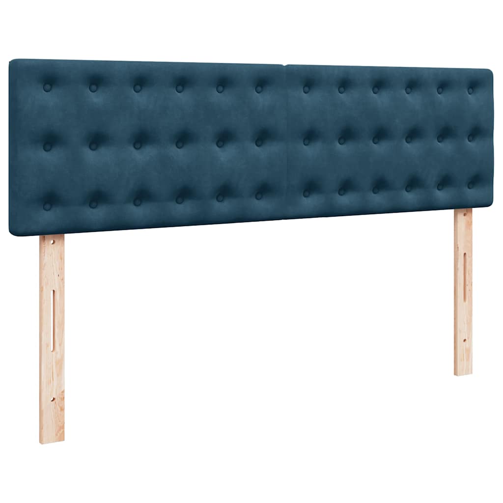 Cadre de lit ottoman avec matelas bleu foncé 140x190 cm velours - XIOS