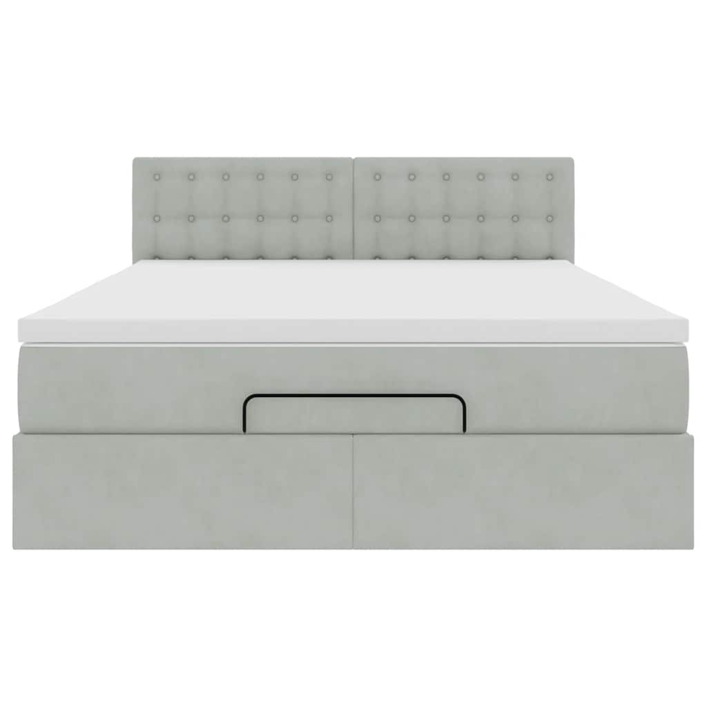 Cadre de lit ottoman avec matelas gris clair 140x200 cm velours - XIOS