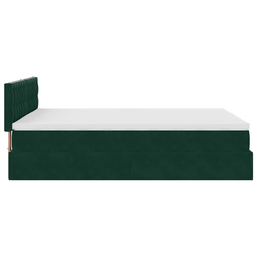 Cadre de lit ottoman avec matelas vert foncé 140x200 cm velours - XIOS