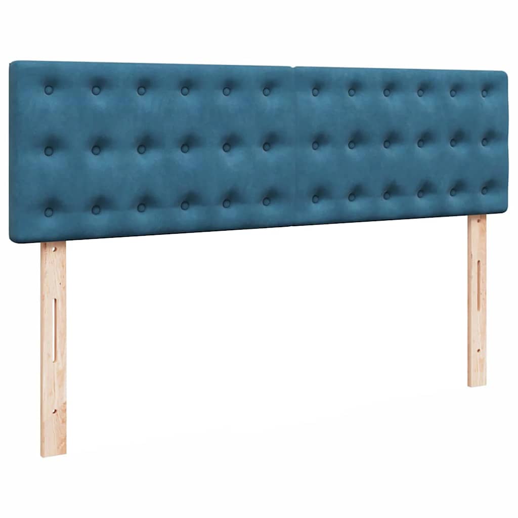 Cadre de lit ottoman avec matelas bleu foncé 140x200 cm velours - XIOS