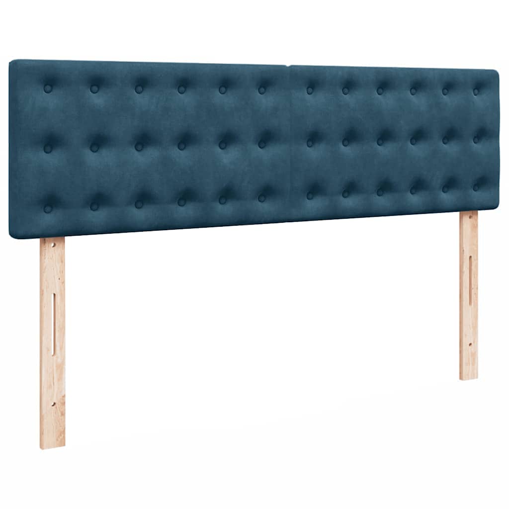 Cadre de lit ottoman avec matelas bleu foncé 140x200 cm velours