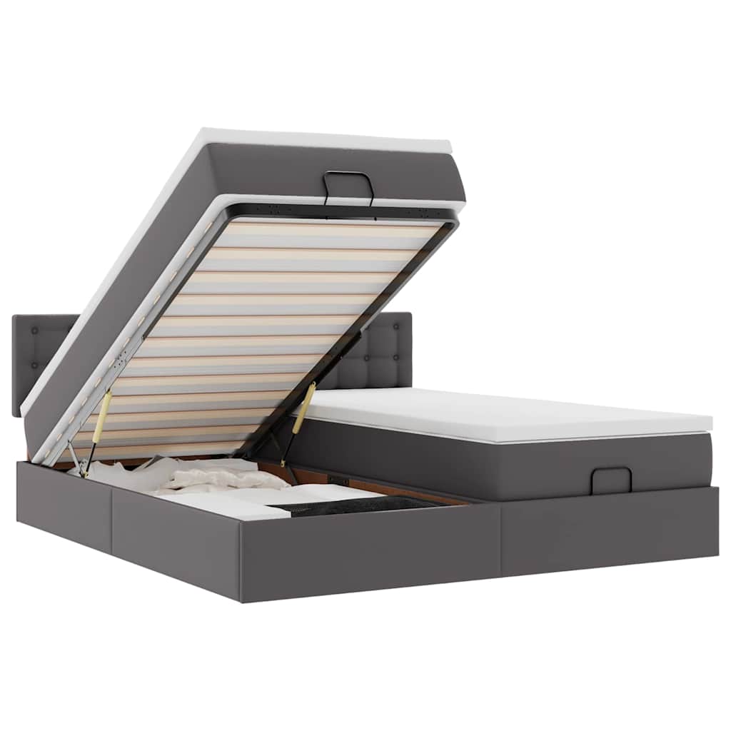 Lit ottoman avec matelas & LED Gris 180x200cm similicuir - XIOS