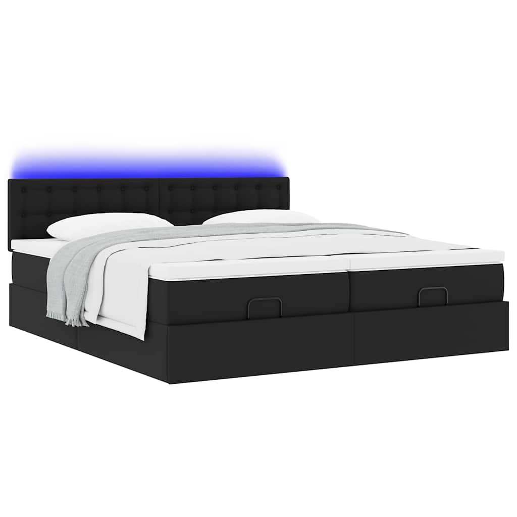 Cadre de lit ottoman avec matelas noir 200x200 cm similicuir - XIOS
