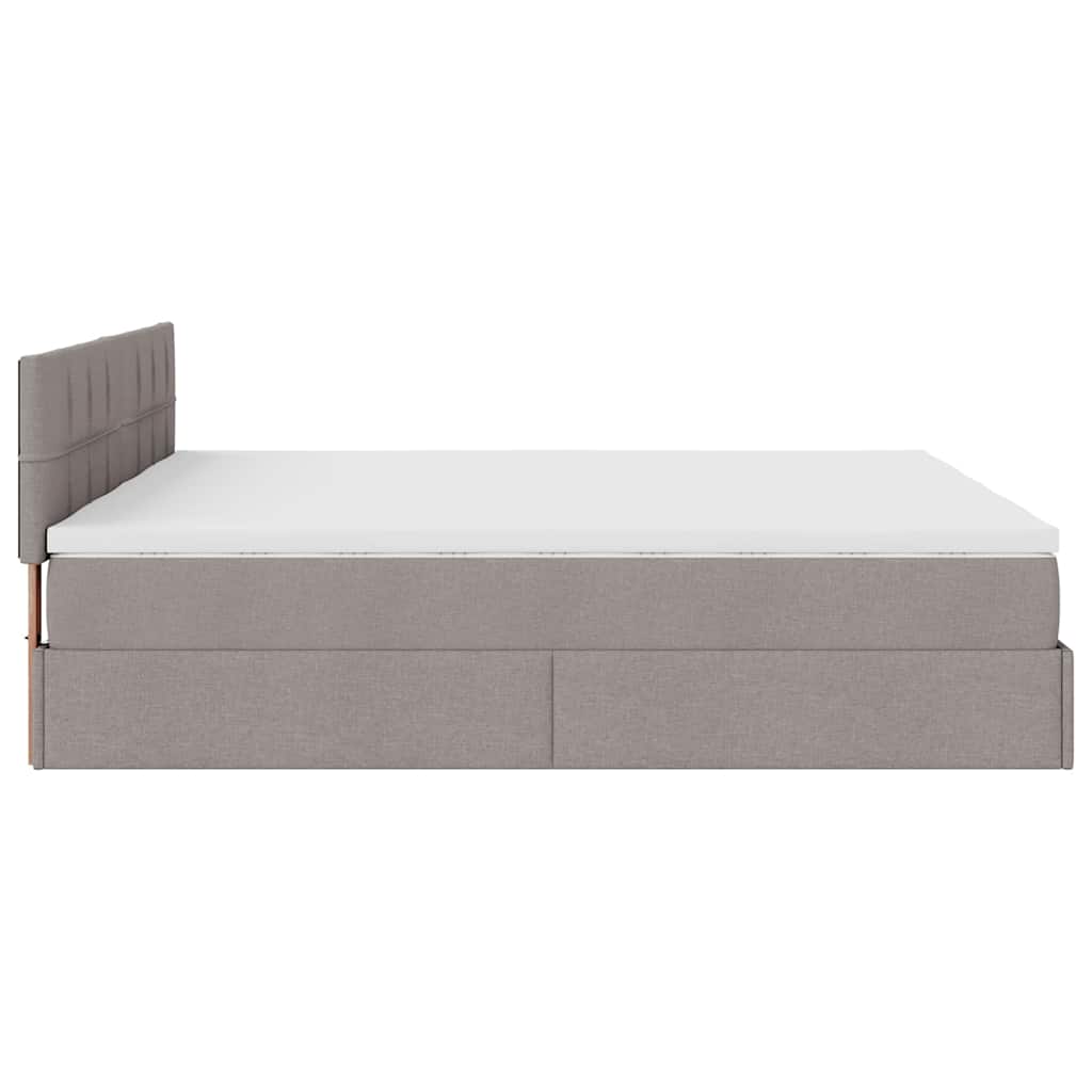 Cadre de lit ottoman avec matelas taupe 160x200 cm tissu - XIOS