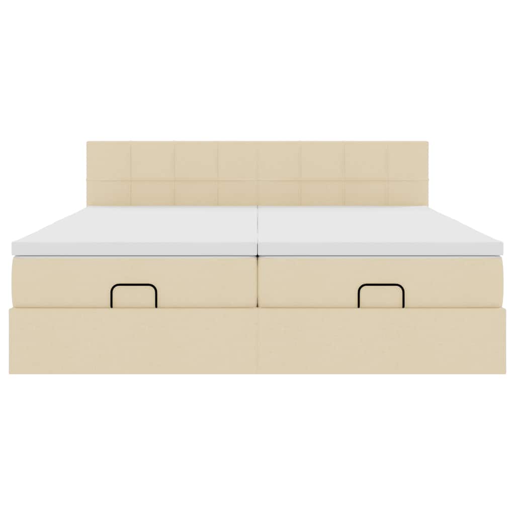 Cadre de lit ottoman avec matelas crème 160x200 cm tissu - XIOS