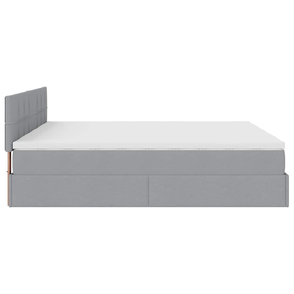 Cadre de lit ottoman et matelas gris clair 200x200cm tissu - XIOS