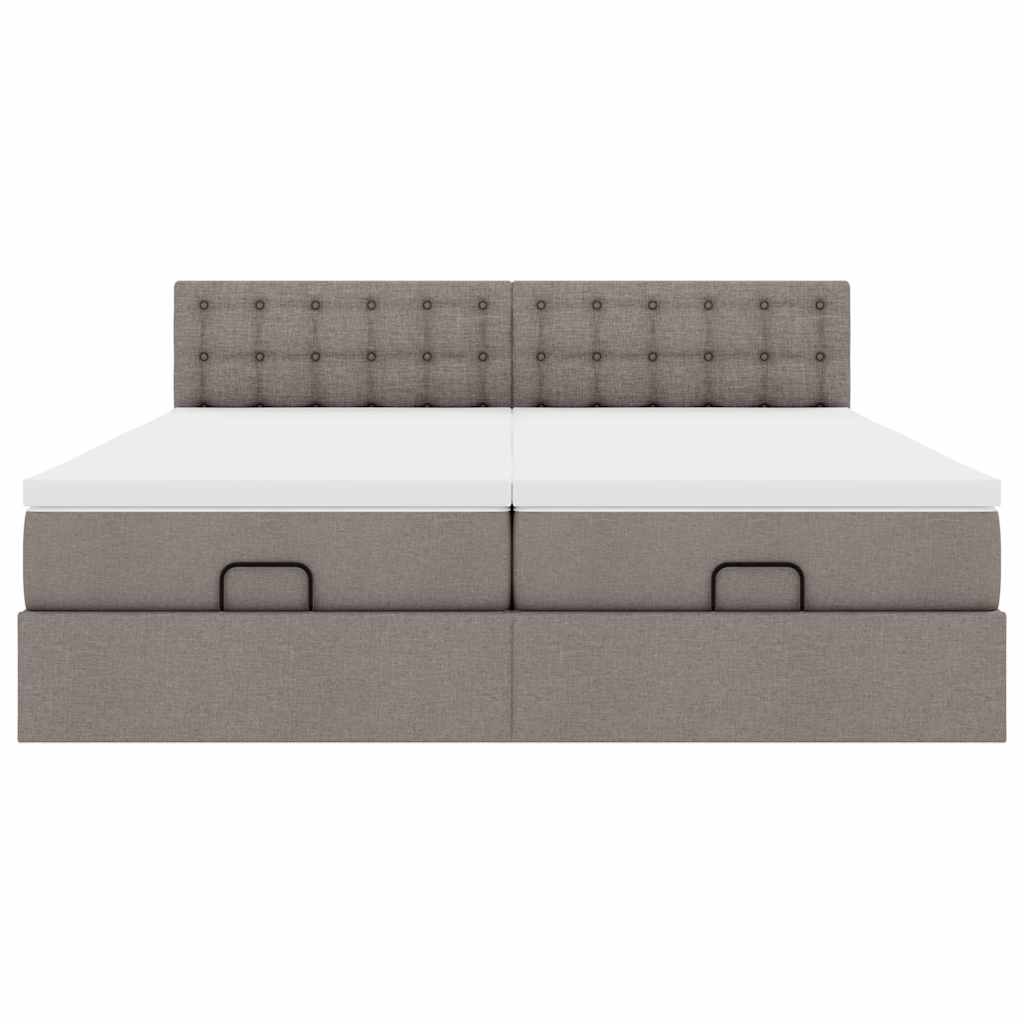 Cadre de lit ottoman avec matelas taupe 160x200 cm tissu - XIOS