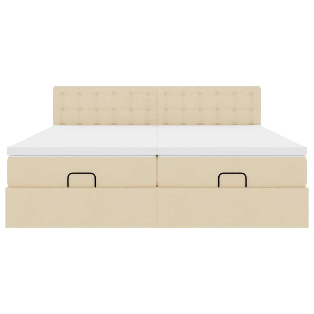 Cadre de lit ottoman avec matelas crème 160x200 cm tissu - XIOS