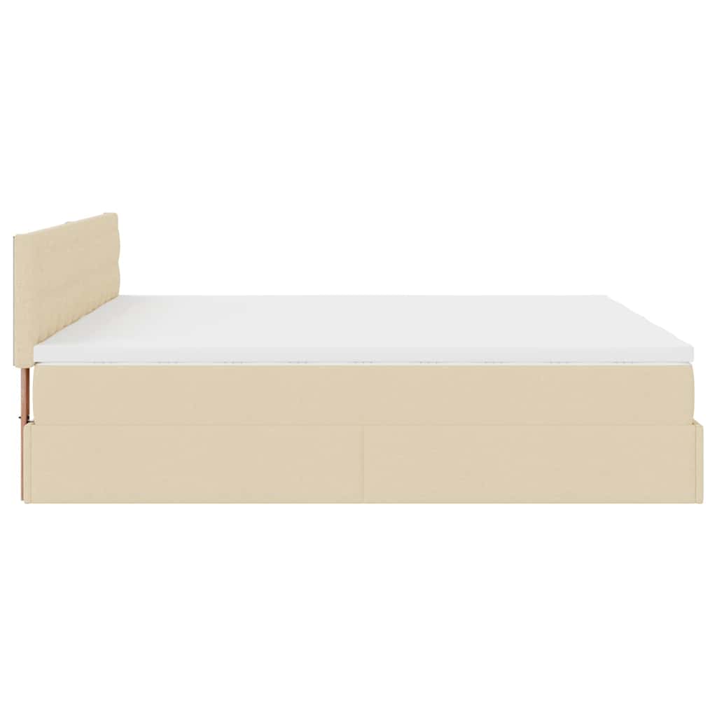 Cadre de lit ottoman avec matelas crème 160x200 cm tissu - XIOS
