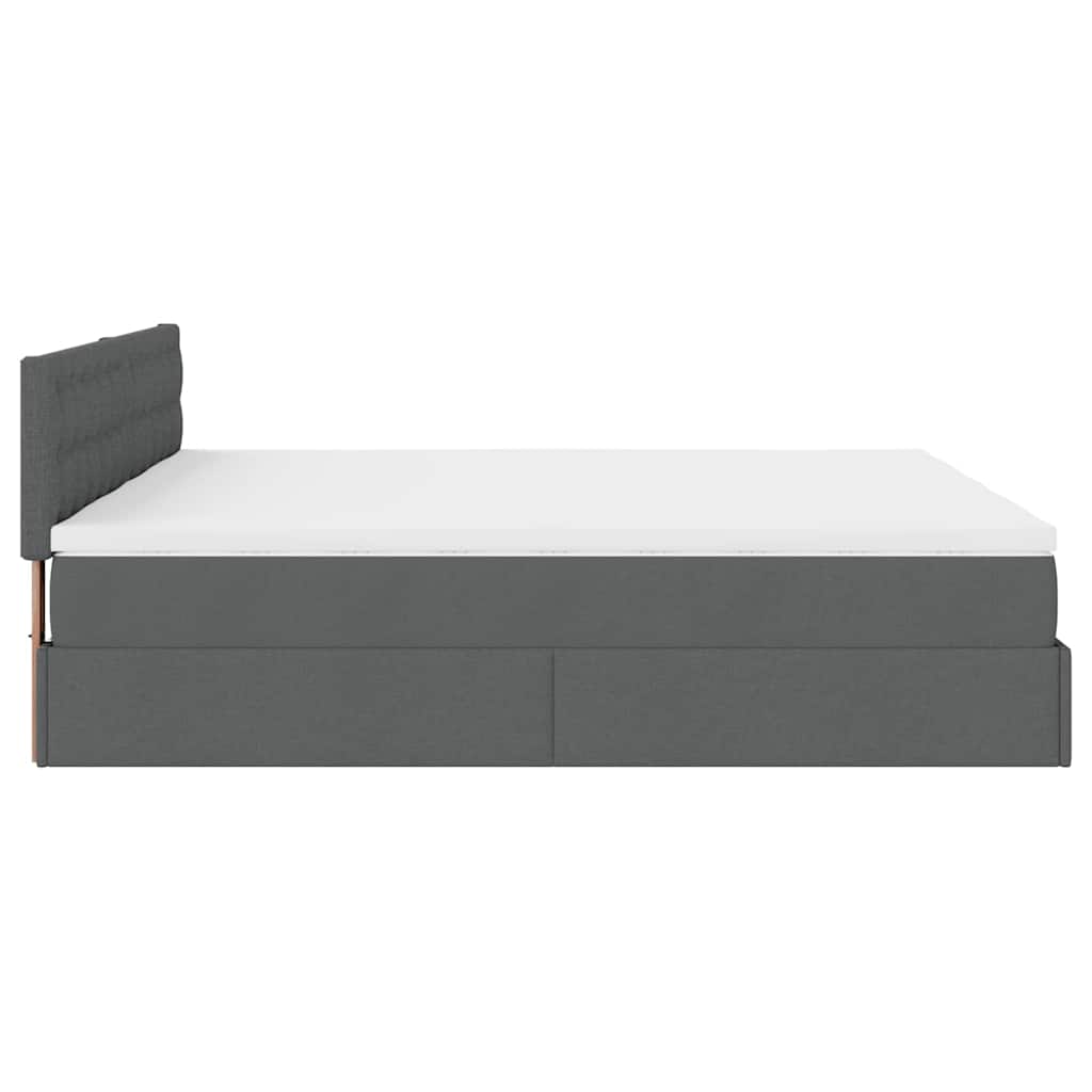 Cadre de lit ottoman avec matelas gris foncé 200x200cm tissu - XIOS