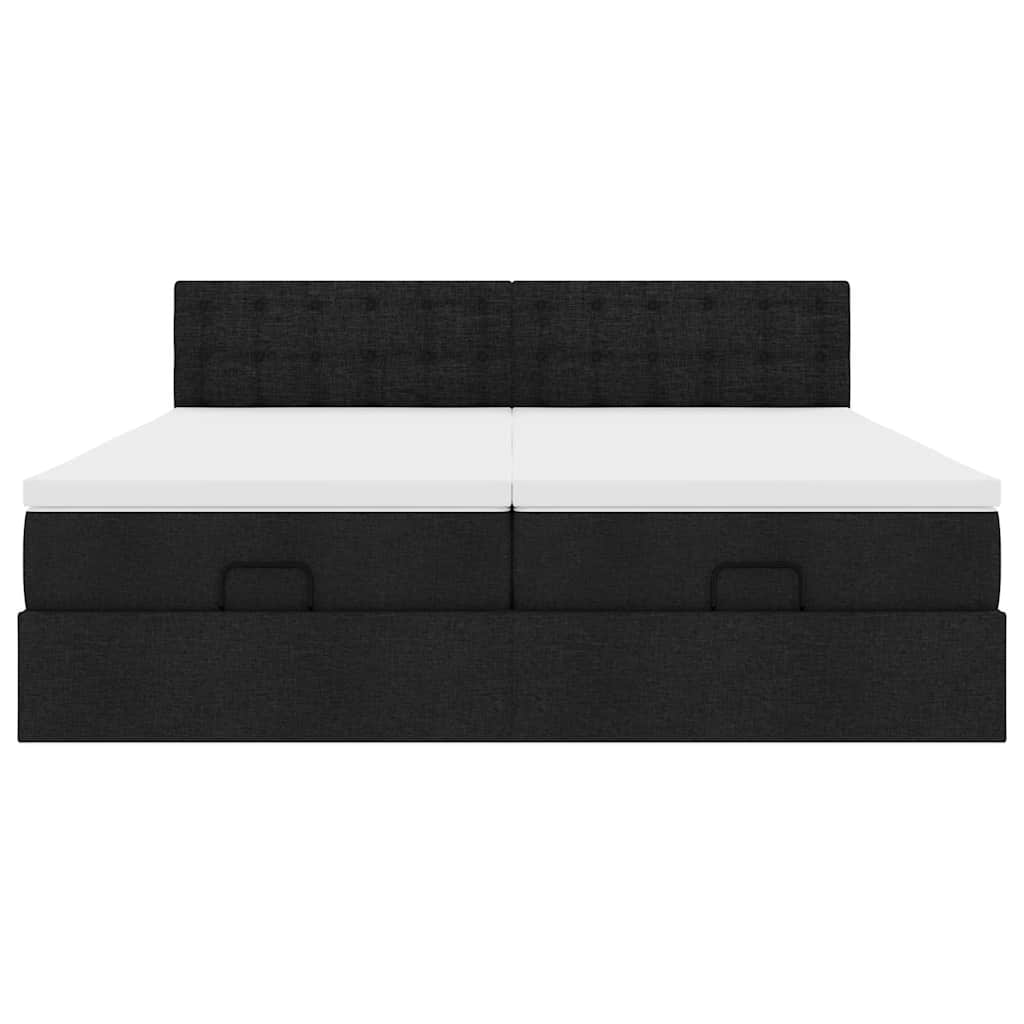 Cadre de lit ottoman avec matelas noir 200x200cm tissu - XIOS