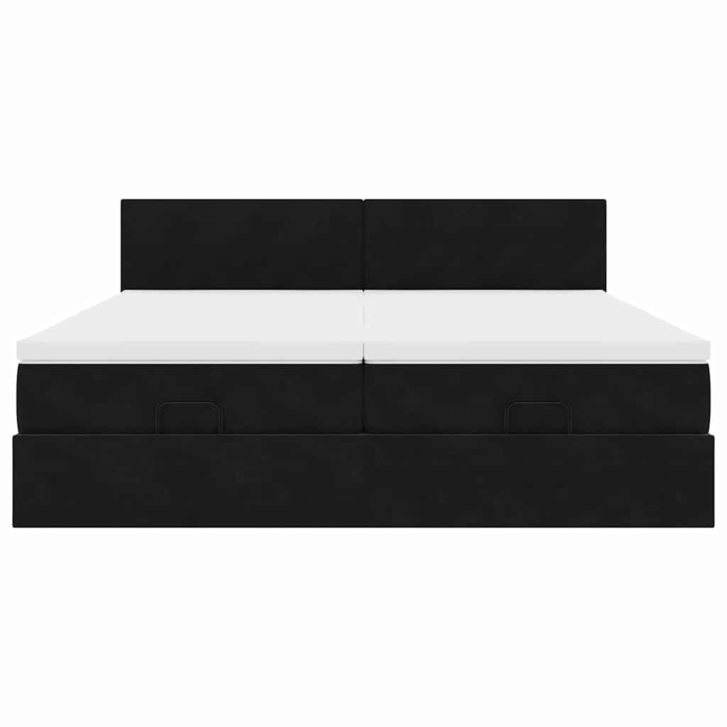 Cadre de lit ottoman avec matelas noir 160x200 cm velours - XIOS