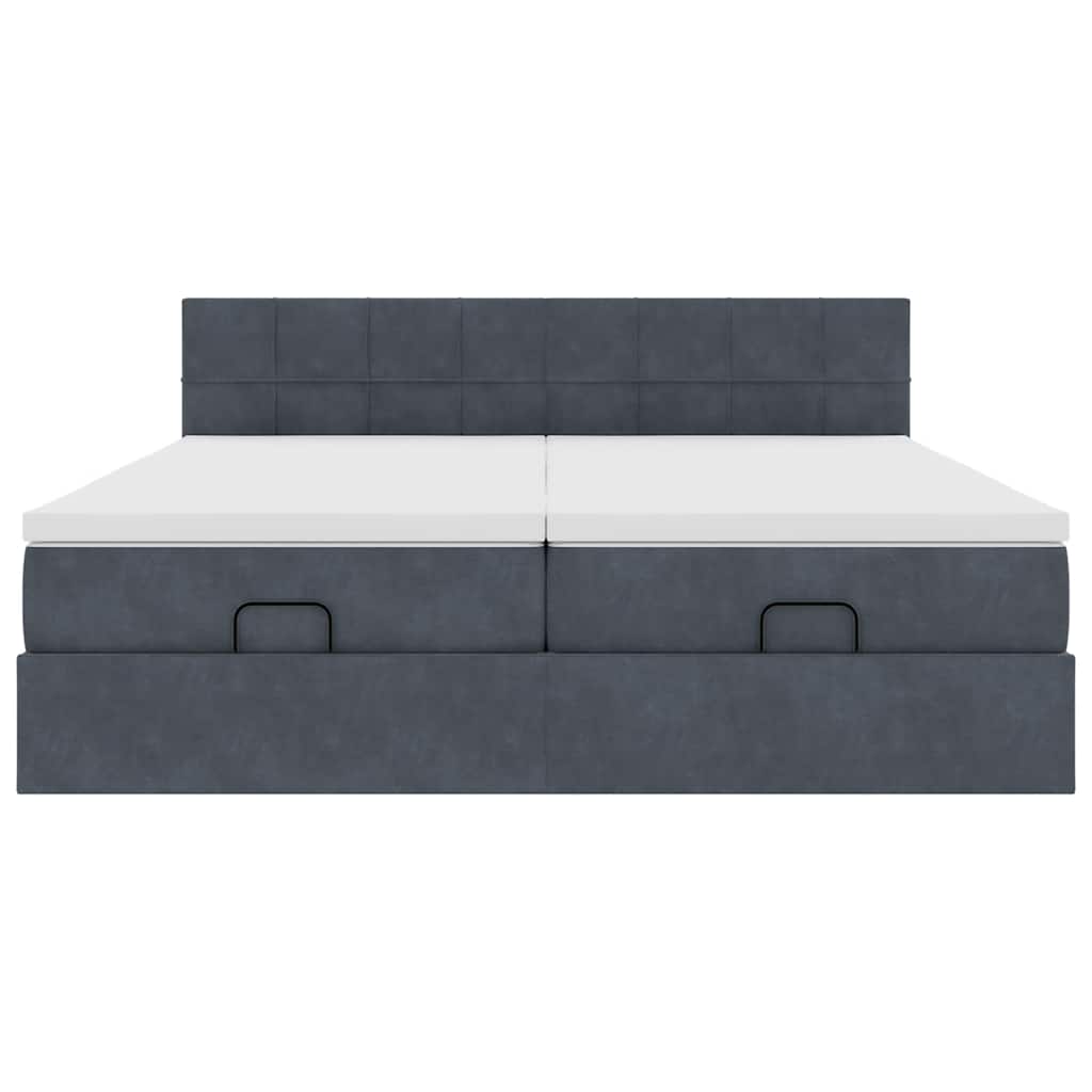 Cadre de lit ottoman avec matelas gris foncé 180x200cm velours - XIOS