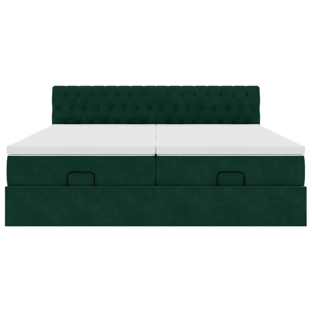 Cadre de lit ottoman avec matelas vert foncé 180x200cm velours - XIOS