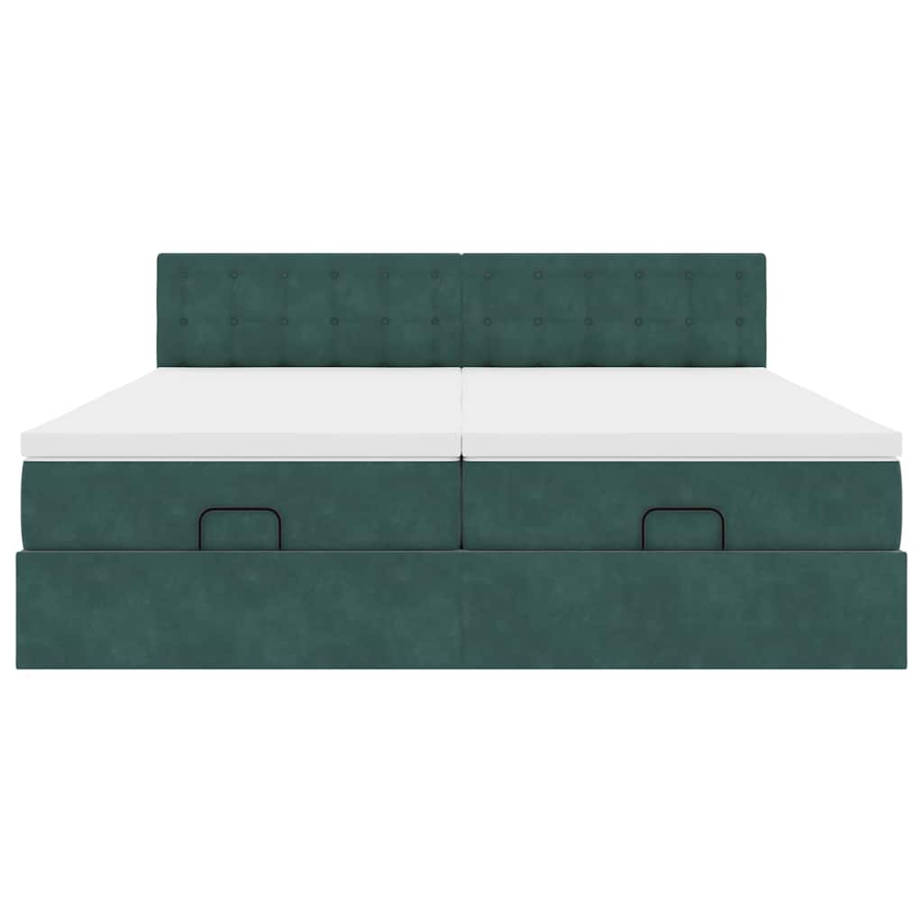 Cadre de lit ottoman avec matelas vert foncé 160x200 cm velours - XIOS