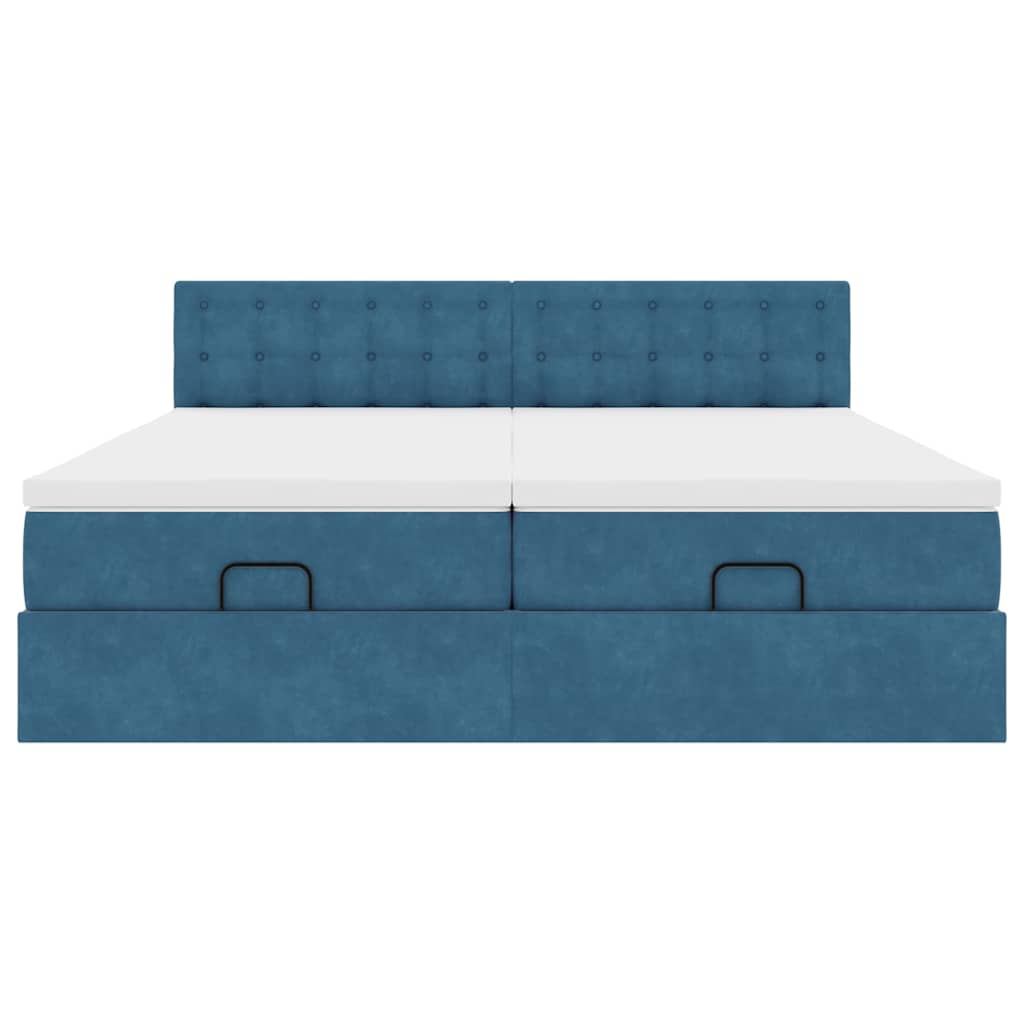 Cadre de lit ottoman avec matelas bleu foncé 180x200 cm velours - XIOS