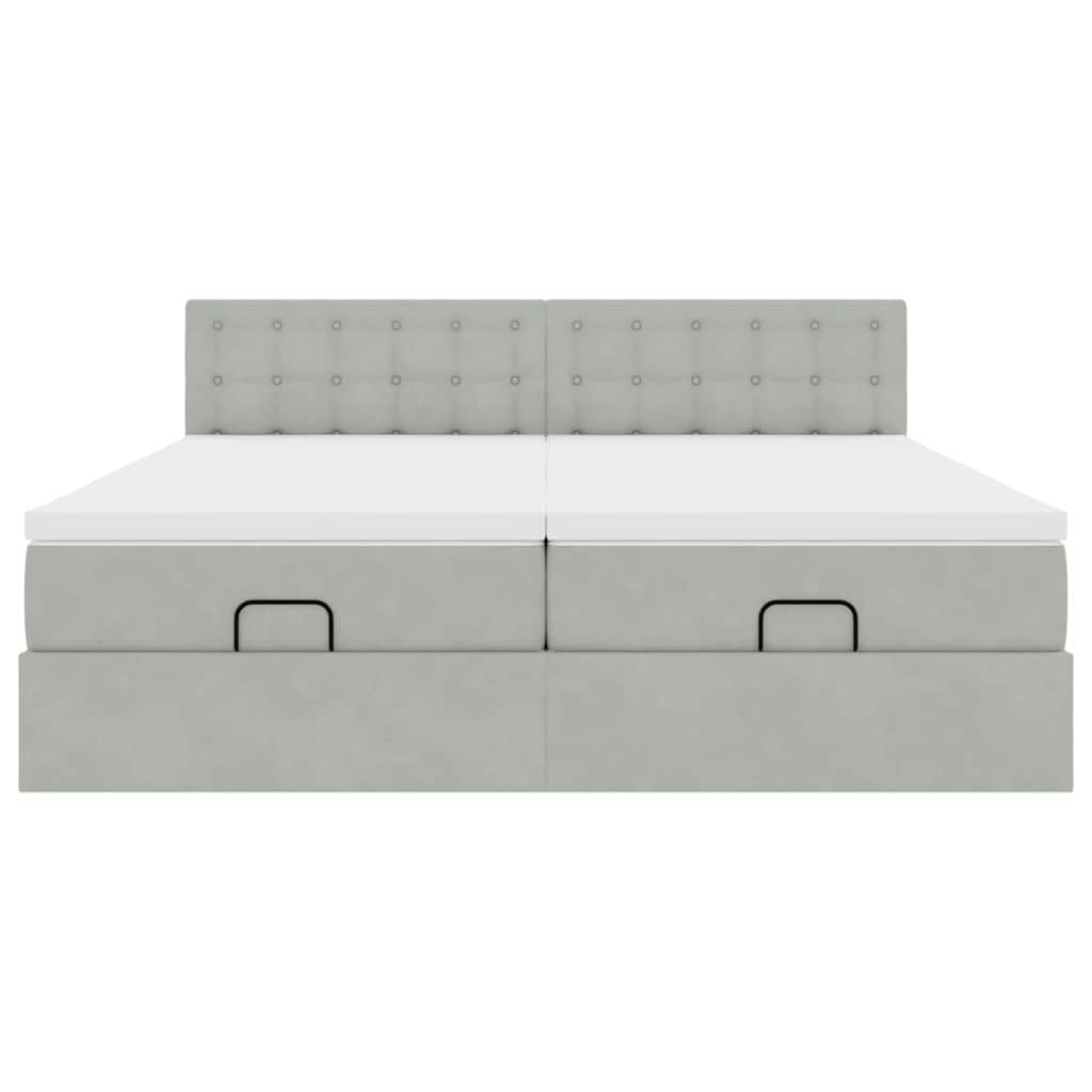 Cadre de lit ottoman avec matelas gris clair 200x200 cm velours - XIOS