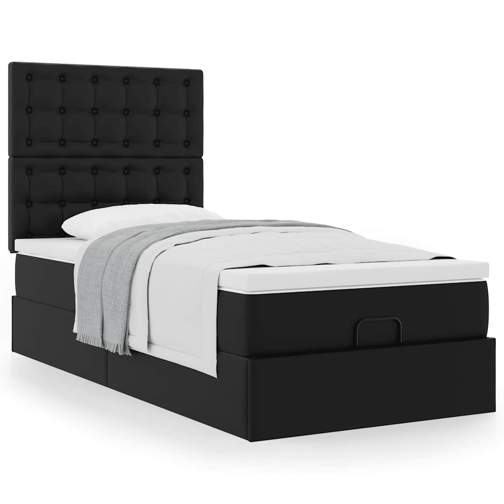Lit ottoman avec matelas noir 80x200 cm similicuir - XIOS