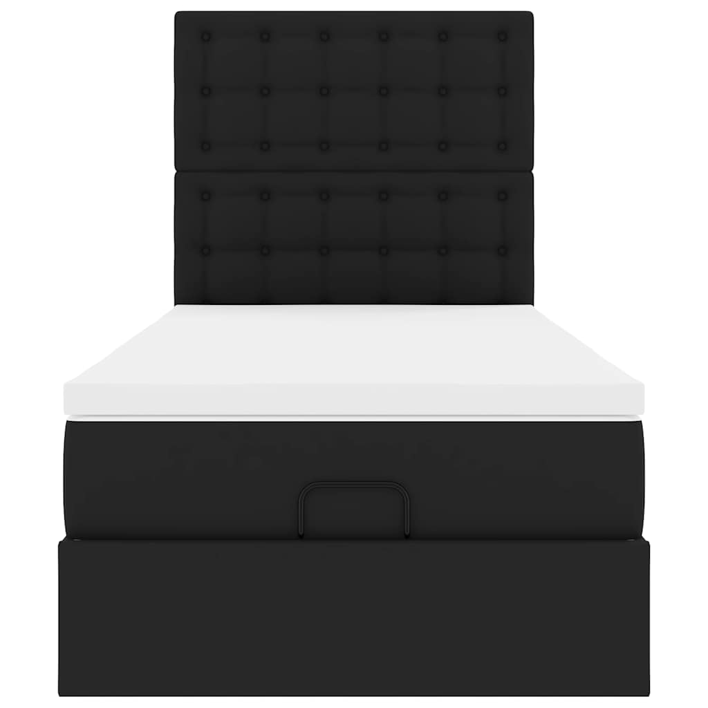 Lit ottoman avec matelas noir 80x200 cm similicuir