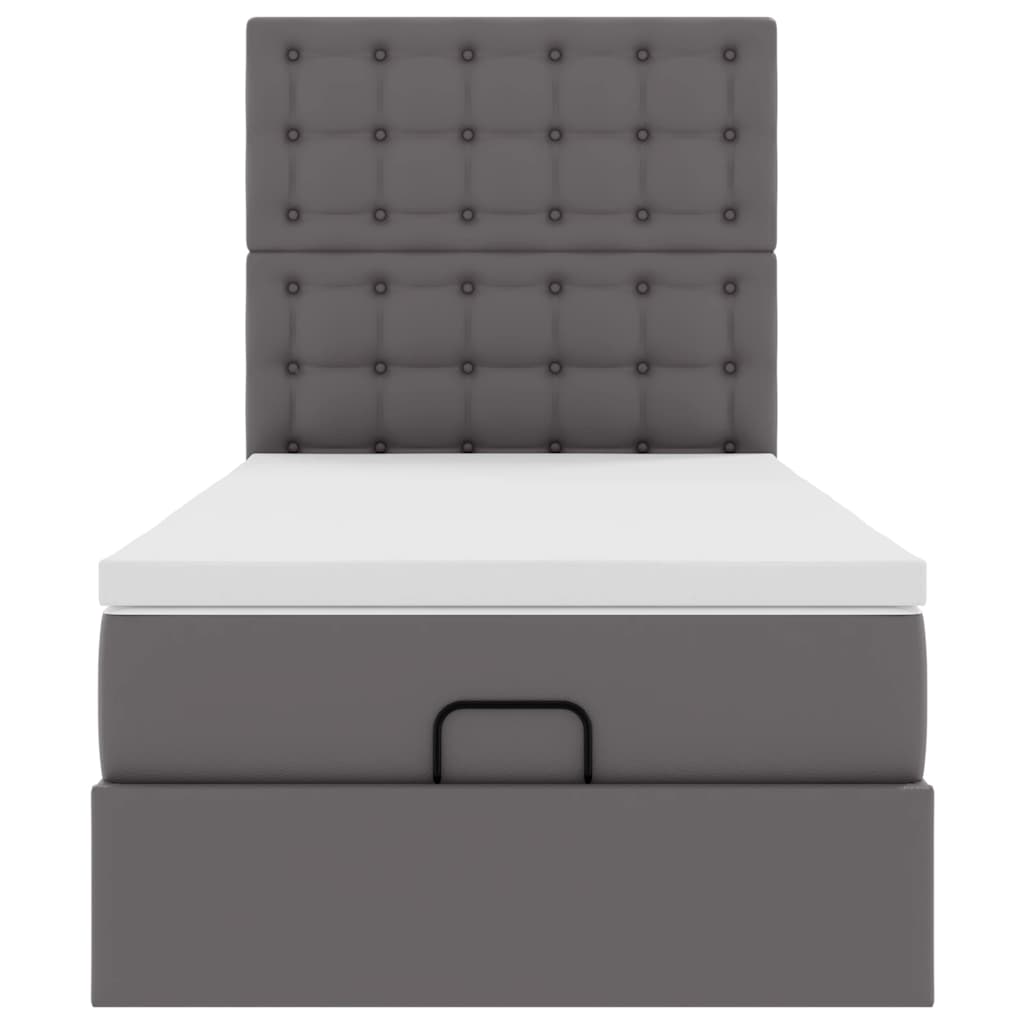 Lit ottoman avec matelas gris 90x190 cm similicuir - XIOS